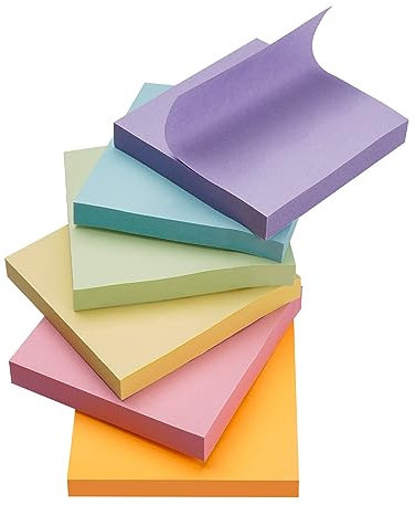 Agoer 600 Stück Haftnotizen 76x76mm, Notizzettel Bunt Selbstklebende Klebezettel, Sticky Notes zum Markieren von Seiten für Büro, Studie, Hause (6 Farbe)