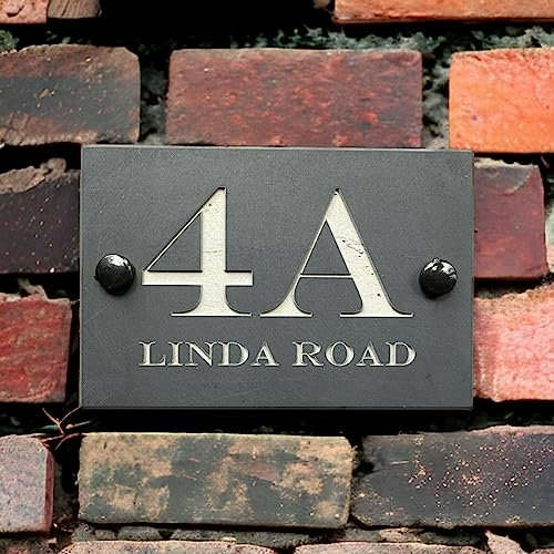 Slate House Signs Personalised Door Number/Street Name 150x100mm Deep engraved