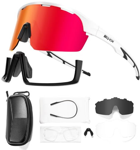SCVCN Fahrradbrille Sonnenbrille Polarisiert MTB Brille Radbrille Sportbrille Rennrad Radsport Laufen Fahrerbrille Baseball Angeln Herren Damen
