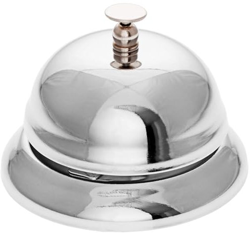 GRÄWE Tischklingel aus Edelstahl Ø 8,5 cm, Klingel für Tresen, Lehrer Klingel, Tischglocke, Laute Hotelglocke, Rezeptionsklingel, Serviceglocke, Klingel, Empfangsklingel