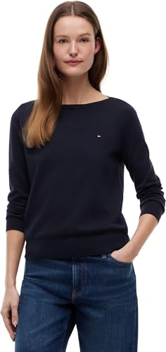Tommy Hilfiger Damen Pullover Co Jersey Stitch Sweater U-Boot-Ausschnitt, Blau (Desert Sky), S