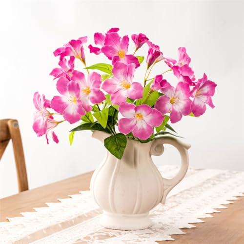 Künstliche Azaleen-Blumen für den Außenbereich, künstliche Azaleensträucher, Seidenblumen, Grün, künstlicher Azaleenstrauß für Terrasse, Rasen, Gartendekoration (Rosa), 2 Stück