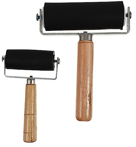 HEMOTON 2 Pcs Roller Brush Painting Brush Brayer for Crafting Painting Rollers Rollators Printmaking Brayer Sponge Rollers Floor Self DIY Printing Roller Latex Wooden Glue Stretch