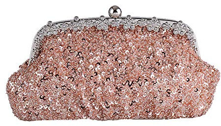 HUFFA Mit Diamanten besetzte Perlenhandtasche, leuchtend rote Brauttasche, Geschenktasche, Retro-Tasche (Color : Champagne)