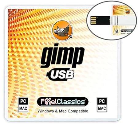 GIMP Bildbearbeitungsprogramm 2025 Kompatibel mit Adobe Photoshop Elements CC CS6 CS5 15 Professionelle Bildbearbeitungssoftware auf USB für Windows 11, 10, 8, 7, Vista, XP PC & Mac - Abonnementfrei