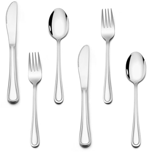 Homikit 6 Piece Kids Cutlery Set, Stainless Steel Children’s Flatware Sets | Toddler Silverware Includes 2x Knives, 2x Forks, 2x Spoons, Healthy, Sturdy and Non-rust, Mirror Polished & Dishwasher Safe