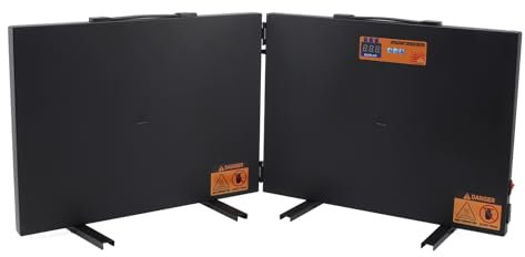 SIXRUN Chauffage pour Poulailler, Chauffage Pliable pour Poulailler 150 W, Grande Taille, Température Réglable, Jours et Heures, 2 Plaques Chauffantes pour Poussin, Chaton, Chiot,