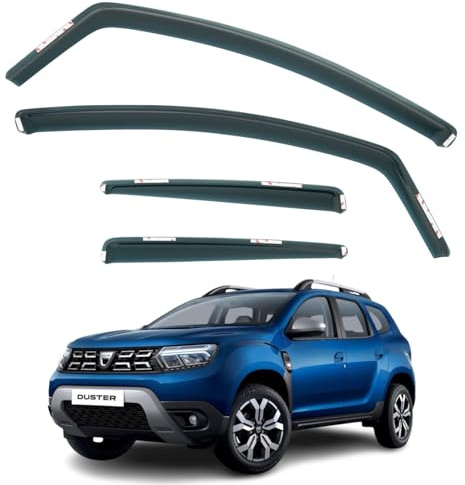 Set mit 4 Windabweisern, kompatibel mit Dacia Duster MK2 2018 2019 2020 2021 2022 2023 Modellen.
