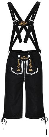 Lederhose Herren Tracht, Halloween Oktoberfest Herren Outfit, Lederhose Trachtenhose Männer, Trachtenlederhosen 70er 90er Jahre Outfit Bekleidung Männer, Kurz Lederhosen Oktoberfest