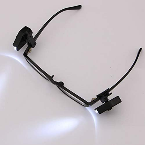 Glixoft 2pcs Super Bright Led Clip on Mini Flexible Book Lights Night Light for Eyeglass and Tools Safety Glasses Lamp Mini Eyeglass Clip