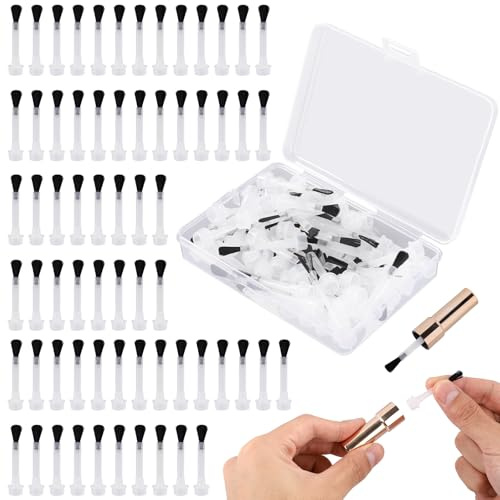 Kit de Pinceles de Repuesto para Uñas, 66uds Repuesto para Esmalte de Uñas con 1 Tapa 1 Caja de Almacenamiento Cepillo de Cerdas Suaves y Finas para Manicuristas Profesionales o Aficionados