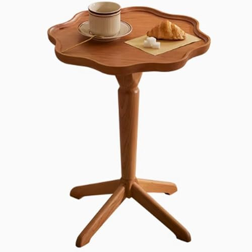 Tavolino Salotto Legno Massello Tavolino a Forma di Fiore，Materiale Legno di Ciliegio Tavolino Salotto Moderno，Adatto Soggiorno Camera da Letto，45×45×52cm，Marrone
