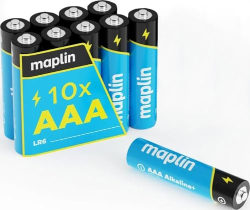 Maplin 10x AAA LR03 1.5V Alkaline Batteries (Triple A) 10 Year Shelf Life High Performance