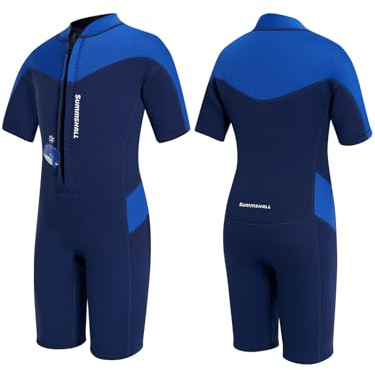 Summshall våtdräkt för barn för pojkar och flickor, UV50+ termisk baddräkt med mjuk och stretchig neopren – håll värmen, perfekt för simning, surfing och strandlek