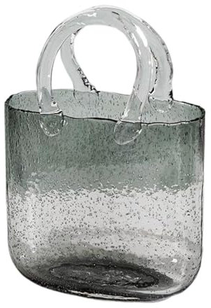 Vaso per sacchetto di vetro - della borsetta Vaso trasparente, vasi di vetro Ciotola di pesce | per la disposizione del serbatoio e dei fiori con due manici, di fiori soffiati a mano p