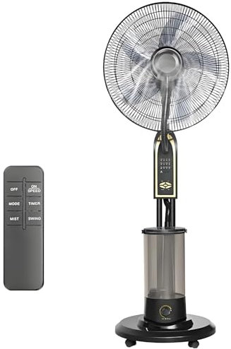 LXHGVKHJ Ventilateur Brumisateur sur Pied Extérieur, Ventilateur Oscillant Portable de 40 cm avec Télécommande et Réservoir d’Eau 4L, Tour Puissante pour Bureau, Jardin, Camping ou Chambre(25 inches)