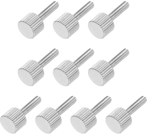 sourcing map 10 tornillos de pulgar moleteados M3 x 12 mm, acero inoxidable 304 de cabeza plana moleteados totalmente roscados para el hogar, electrónica, máquina