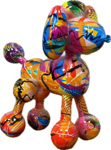 Deko Graffiti Art Ballon Hund Skulptur Bunte Harz Pudel Figur Modern Pop Art Stil