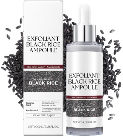 GNHG Exfoliant Au Riz Noir Et Blanc - Ampoule White Rice Pour Le Visage Et Corps - Élimination Des Points Noirs Hydratants Pour Toutes Les Peaux (Noir)