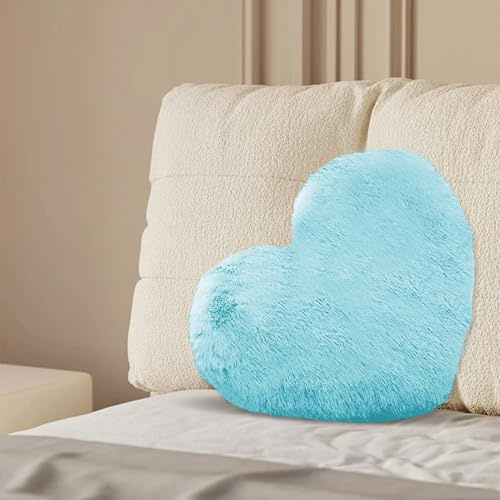bechoanigel Cojín Estético Corazón 46 x 36 cm Cojín para Sofá de Peluche Decorativo para Niños Niñas Sofá Dormitorio Coche Salón Dormitorio Infantil Cama Regalo (Azul)