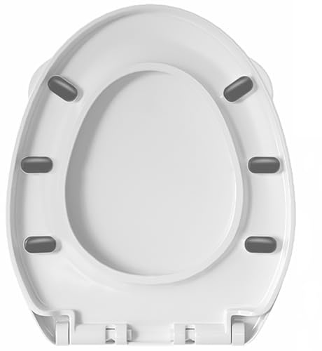 Asiento de inodoro de cierre suave con ajuste universal, material grueso, cojines antideslizantes para baño y hotel (diseño en forma de O de fácil instalación)