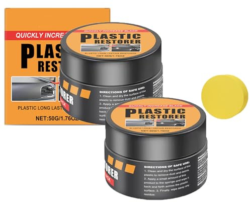 Car Interior Renovation Maintenance Cleaning Cream, Car Interior Cleaner Conditioner, Scratch Repair Balm with Sponge for Seats, Dashboard, Furniture Protects Leather, Plastic surface (2pcs)