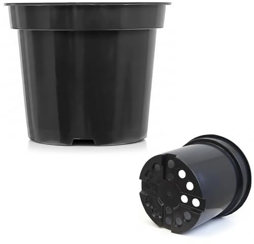 FUTURE GARDENING Black Plastic Plant Pots 0.5L 1L 2L 5L 7.5L 10L 12L 15L – Flower, Nursery & Growing Containers, Reinforced Rim, Extra Drainage – Multi Pack 1–200 (7.5L, Pack of 5)