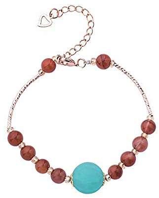 Armband, Feng Shui Armband Natural Crystal Red Agate Aquamarine Braided Chain