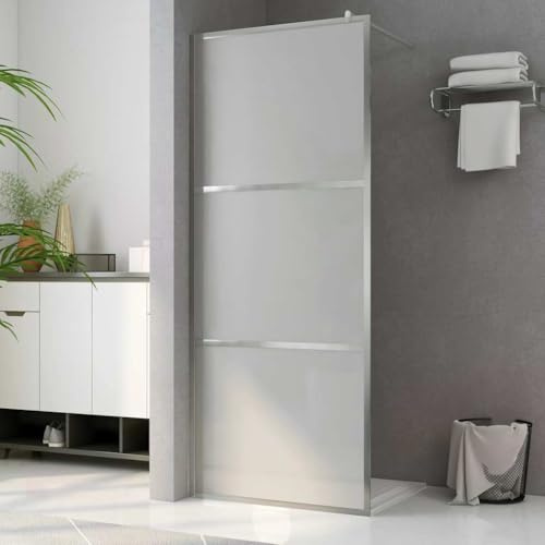 Gångbar duschvägg med helt matt ESG-glas 80 x 195 cm, 5 mm säkerhetsglas, aluminiumram, justerbar profil och stödstång, stänksäker