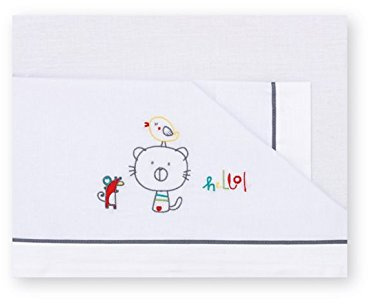 Pirulos 00113420 - Sábanas, diseño happy, 50 x 80 cm, color blanco y gris