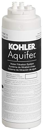 KOHLER 77687-NA Water Filter, Aquifer Single Replacement Filter Cartridge (1 Pack), 1 Count (Pack of 1), White
