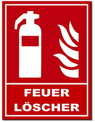 Feuerlöscher-Schild-Aluminium Verbund-200 x 150 x 2 mm-Warnschild-Hinweisschild-Türschild (1307-200 x 150 x 2 mm mit Klebepads)