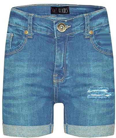 A2Z 4 Kids Girls Denim Ripped - Shorts Denim Ripped Light Blue 11-12