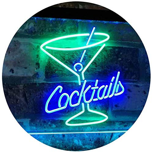 ADVPRO Cocktails Glass Bar Club Beer Décor Dual Color LED Barlicht Neonlicht Lichtwerbung Neon Sign Grün & blau 600 x 400mm st6s64-i2112-gb