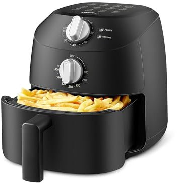 Midea Compact 2L Air Fryer – 12 Preset Menus, Adjustable Timer, 80-200°C Temperature Control, 1150W, Dishwasher-Safe Non-Stick Basket, BPA-Free, Space-Saving Design – Ideal for Small Kitchens (Black)