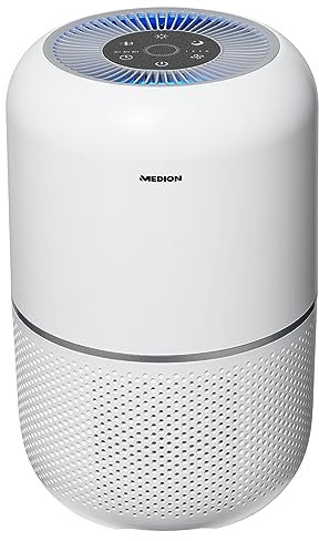 MEDION Luftreiniger mit HEPA-Filter (H13) (reduziert Verunreinigungen Aerosole Pollen Staub Tierhaare, bis zu 34 m², Timer- und Schlaffunktion, Luftqualitätsanzeige, Touch, 35 Watt, MD 19778)