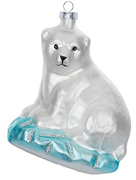MAGIC Christbaumschmuck Weihnachtskugeln Figuren Glas mundgeblasen Weihnachtskugeln Weihnachtsschmuck Baumkugeln Baumschmuck, Eisbärbaby, Glas, 10 cm, Figürlicher Glasschmuck