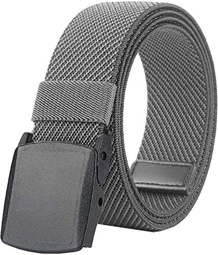 LionVII Elastische Gürtel für Herren Damen Canvas mit Kunststoffschnalle 130cm (Grau)