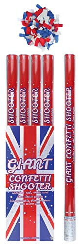 Henbrandt Union Jack Giant 80cm Confetti Cannons with Biodegradable Paper Celebration Confetti Shooters for Parties, Celebrations, Remembrance