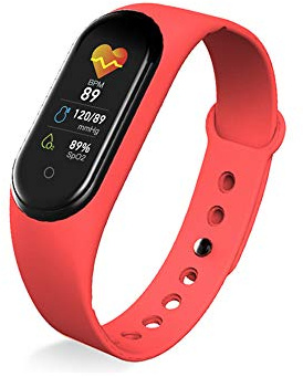 para M5 Smart Bracelet Watch para IP67 Fitness Tracker Watch Pulsera Inteligente a Prueba de Agua Bluetooth Smartband Reloj de Ritmo cardíaco Presión Arterial Relojes Inteligentes Monitor (Rojo)
