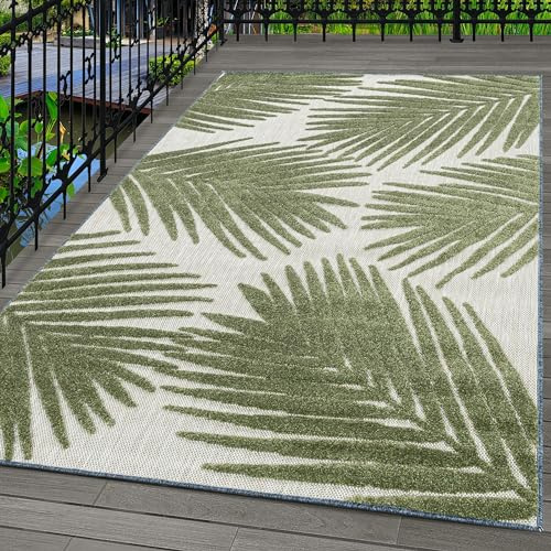 Carpettex Indoor & Outdoor Teppich Wetterfest Palmen Design Teppich Küchen Balkon Terrasse Garten auch Wohnzimmer Teppich, Farbe: Grün, Größe: 140 x 200 cm
