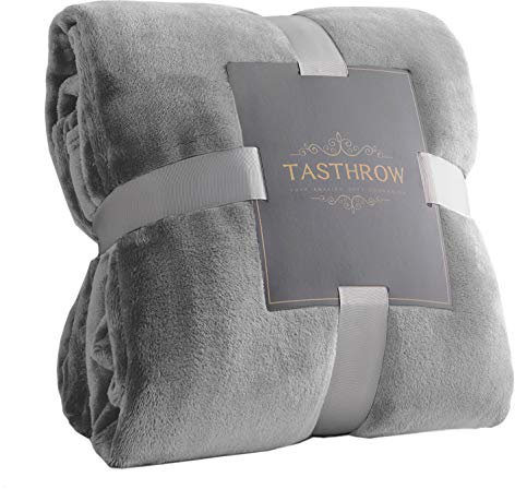 TASTHROW Coperta Vellutata in Pile, Morbida Coperta Plaid Divano Coperta Per Letto in Microfibra per Divano, Letto, Viaggi (Grigio leggero, 130x180cm)