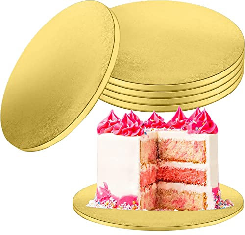 LWAIX Kuchenständer, rund, Ø 30 cm, 12 mm, rund, Kuchenplatten, für Transport und Dekoration, 5 Stück (Gold)