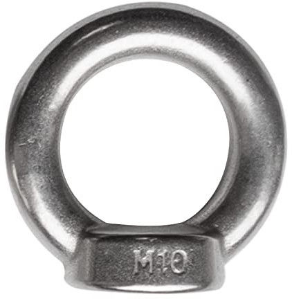 Edelstahl M10 Ringmutter V2A 304 - Ösenmutter Augenmutter Ringösen - Traglast 600 kg Hebegeräte Hebezubehör Heberingmutter Hebering Loch für Kabelseil Eye nut Ähnlich-DIN582