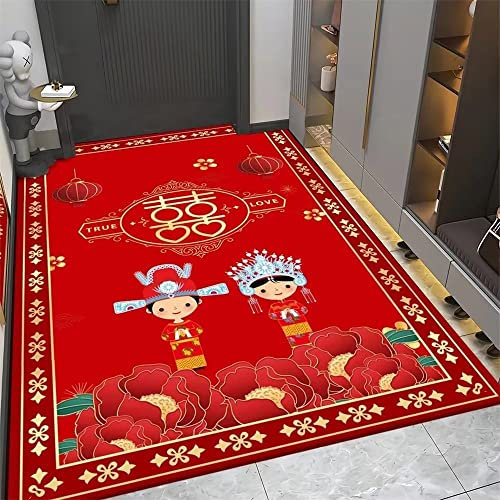 RUGMRZ Fleckerlteppich Art Indoor Wohnzimmer ist langlebig Teppich Baby rot terrasse deko inneneinrichtung fleckerlteppich Dekoration Wohnung modern160x220CM
