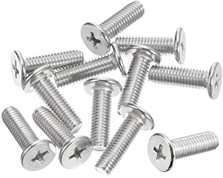 uxcell M5-0.8 x 16mm 20Pcs Flat Round Head Screws 304 Stainless Steel Phillips Drive Machine Screws Hardware Fastener for Furniture Connection