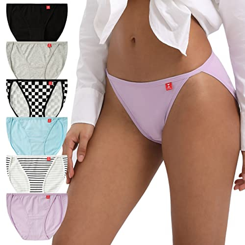 INNERSY Underbyxor dam bomull trosor höga ben hipster underkläder kvinnor sport trosor 6-pack