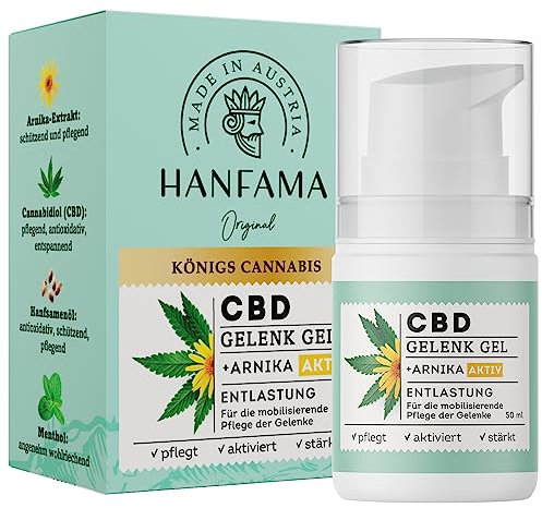 HANFAMA® CBD Arnika Massagegel für Gelenke und Muskelentspannung mit Menthol - Dermatologisch getestet, 50ml