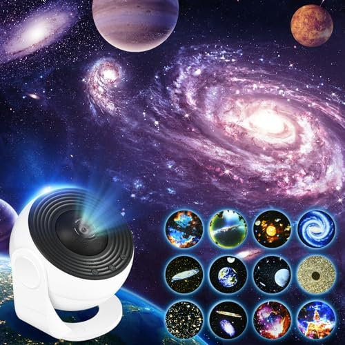 Planetarium Sternenhimmel Projektor, 12 Planeten Discs, Planetarium Projektor, Galaxy Projektor Lampe Sternenhimmel für Schlafzimmer, LED Sternenhimmel Projektor, Ein Geschenk für Kinder (A)