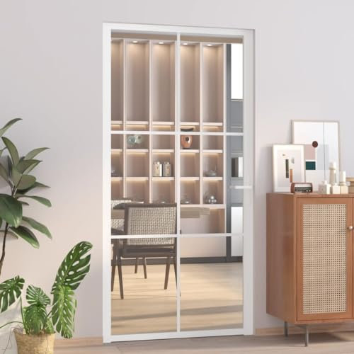 SECOLI Glas-Drehtür Komplettset 102,5x205 cm Glastür Komplettset inkl Türgriff Klarglas Dreh-Tür aus 5 mm ESG Glas Weiß und Transparent